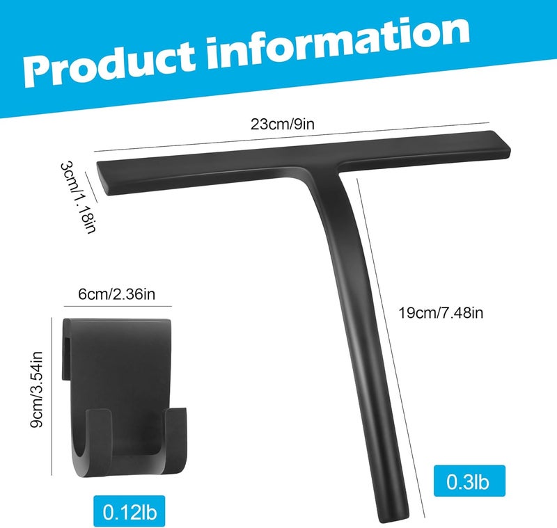 DNZPFU Shower Squeegee for Glass Doors, Mirror Window Tile Scrubber Cleaner with Hook Silicone (White) - Image 4